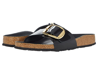 Birkenstock Madrid Big Buckle Natural Leather Patent Black