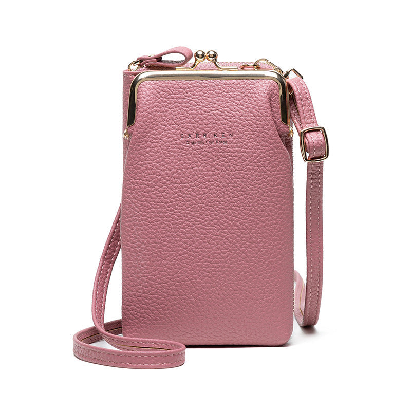 Fashion Lychee Pattern Solid Color Crossbody Bag | Premium Pebbled Texture Shoulder Bag | Minimalist Diagonal Sling Purse for Women | Elegant Daily Travel Messenger Bag