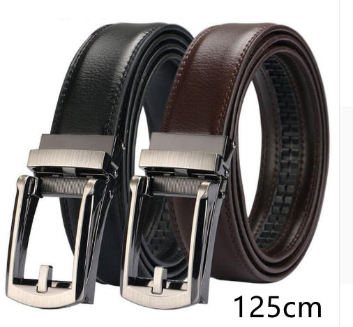 Men’s Luxury Two-Layer Cowhide Leather Belt | High-Sense Automatic Buckle Executive Waistband | Trendy Minimalist Sleek Ratchet Belt | Luxury-Label Statuesque Radiant Accessory | 2026 High-Fashion Emerald-Luxe Essential