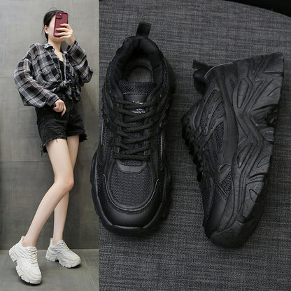 Thick-Bottom Breathable White Shoes for Women — Stylish & Cushioned