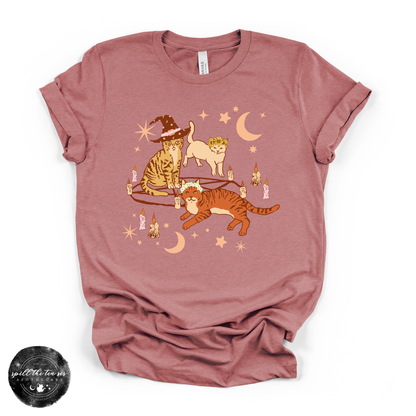 Cat Coven Cat Witch Tee | Witchy Cat Lover Graphic T-Shirt