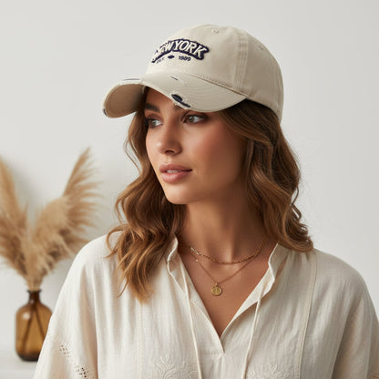 Embroidered Letter Denim Baseball Cap – Soft Crown
