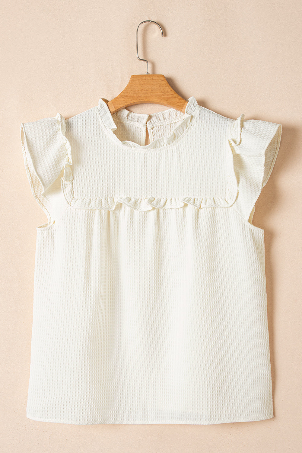 Threaded Pear Ava Trim Waffle Knit Blouse