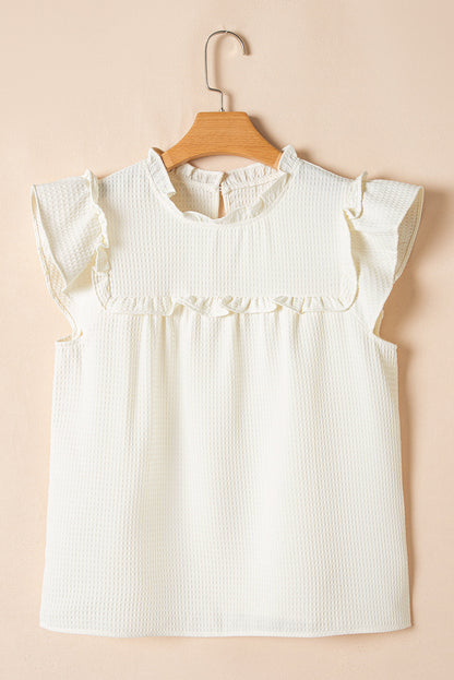 Threaded Pear Ava Trim Waffle Knit Blouse