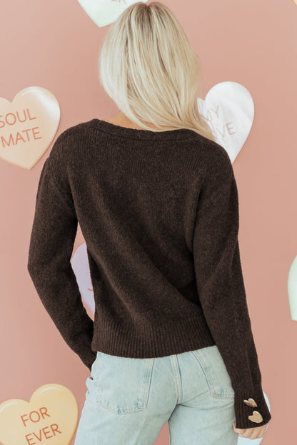 Threaded Pear Kassidy Heart Metal Cardigan Sweater