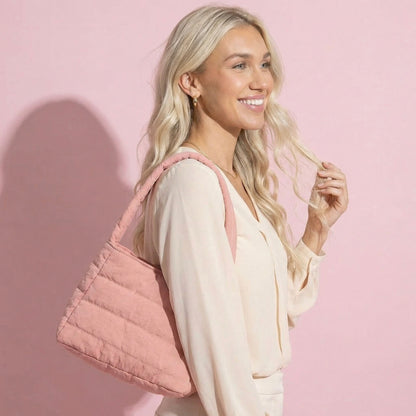 Anna-Kaci Women's Quilted Mini Handbag - Compact Puffy Top-Handle Bag for Casual Daily & Stylish Outings