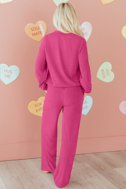 Threaded Pear Danna Half Pullover Drawstring Pants Set