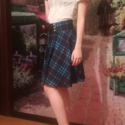 Women’s Irregular Plaid Asymmetrical Skirt | Trendy High-Waist Checkered Mini Skirt | Modern Patchwork Plaid Skirt for Streetwear | Unique A-Line Geometric Skirt
