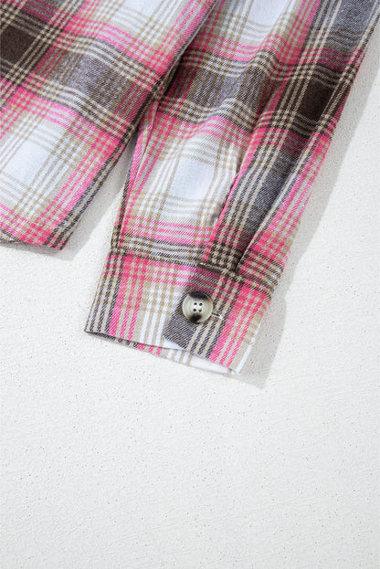 Threaded Pear Harper Plaid Flap Up Shacket