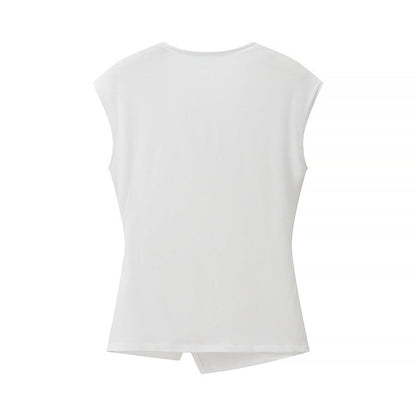 Pin texture sleeveless top+pants set