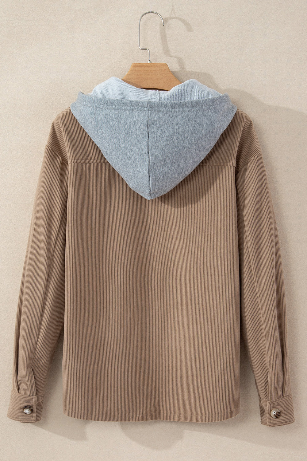 Threaded Pear Isabella Hooded Drawstring Corduroy Shacket