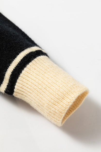 Threaded Pear Briella Colorblock Stripe Collared Sweater