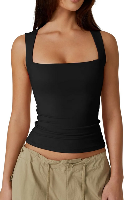 ✨Women's Square Neck Sleeveless Double-Layer Tank Tops