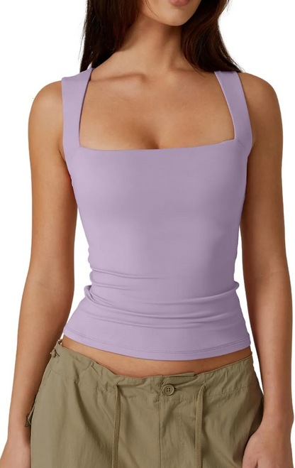 ✨Women's Square Neck Sleeveless Double-Layer Tank Tops