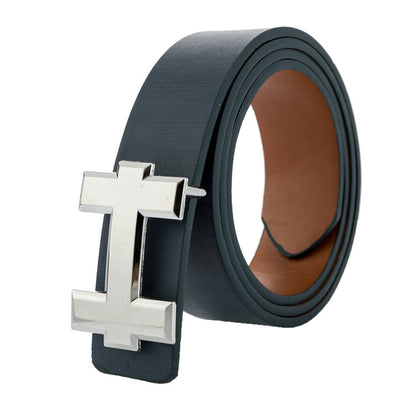 Luxury H-Brand Designer Belt for Men & Women | High-Quality PU Leather Waist Strap | Iconic H-Buckle Fashion Belt for Jeans | Premium 110cm Unisex Designer Belt - Black