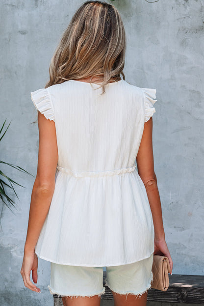 Threaded Pear Ashley Trim Flutter Flowy Top
