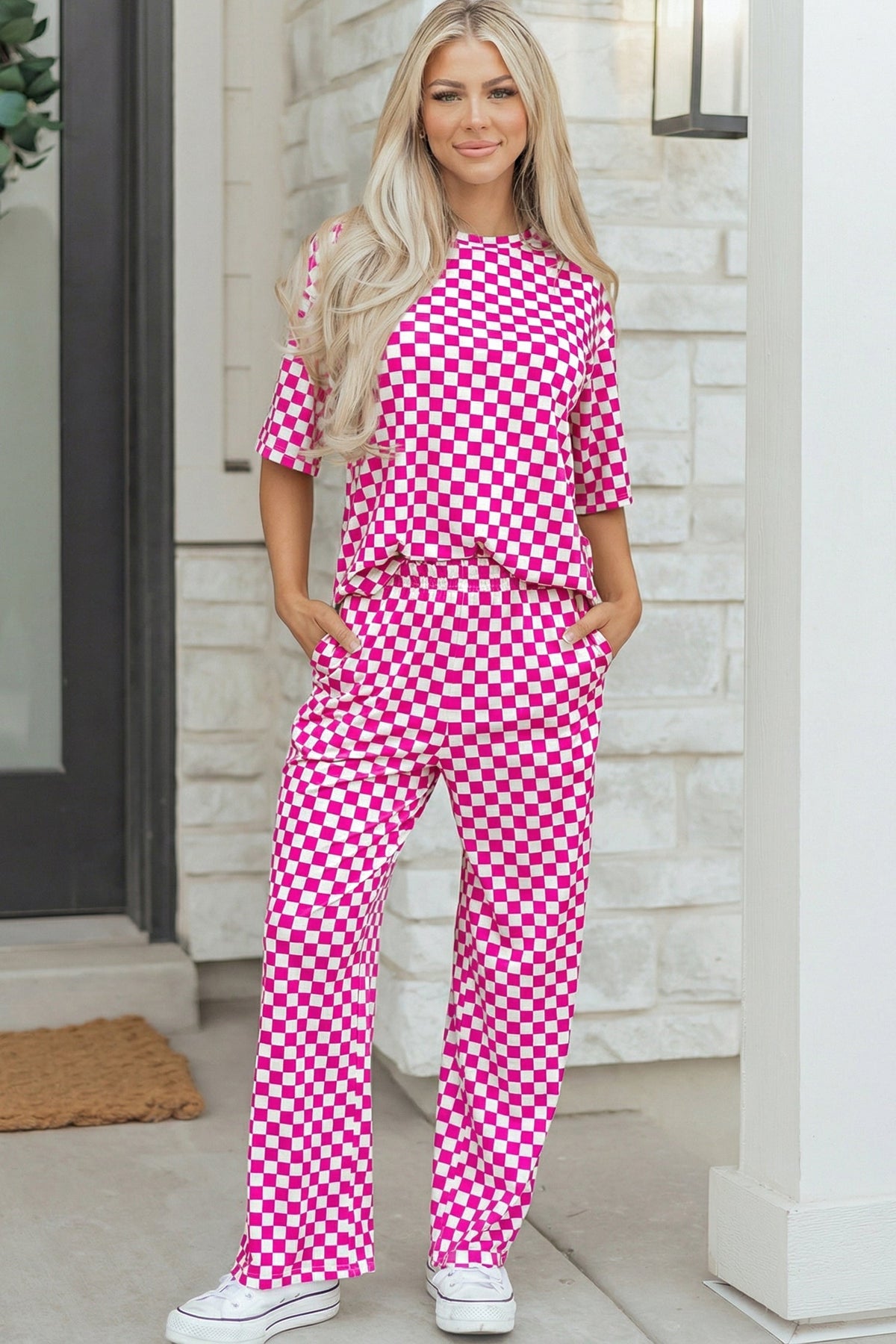 Threaded Pear Elisa Print Half Sleeve Lounge Set
