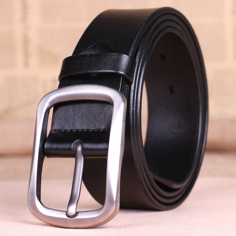 Men’s Pure Leather Belt with Classic Buckle | Authentic Full-Grain Leather Waist Strap | All-Match Versatile Belt for Young & Middle-Aged Men | Durable Genuine Leather Executive Belt