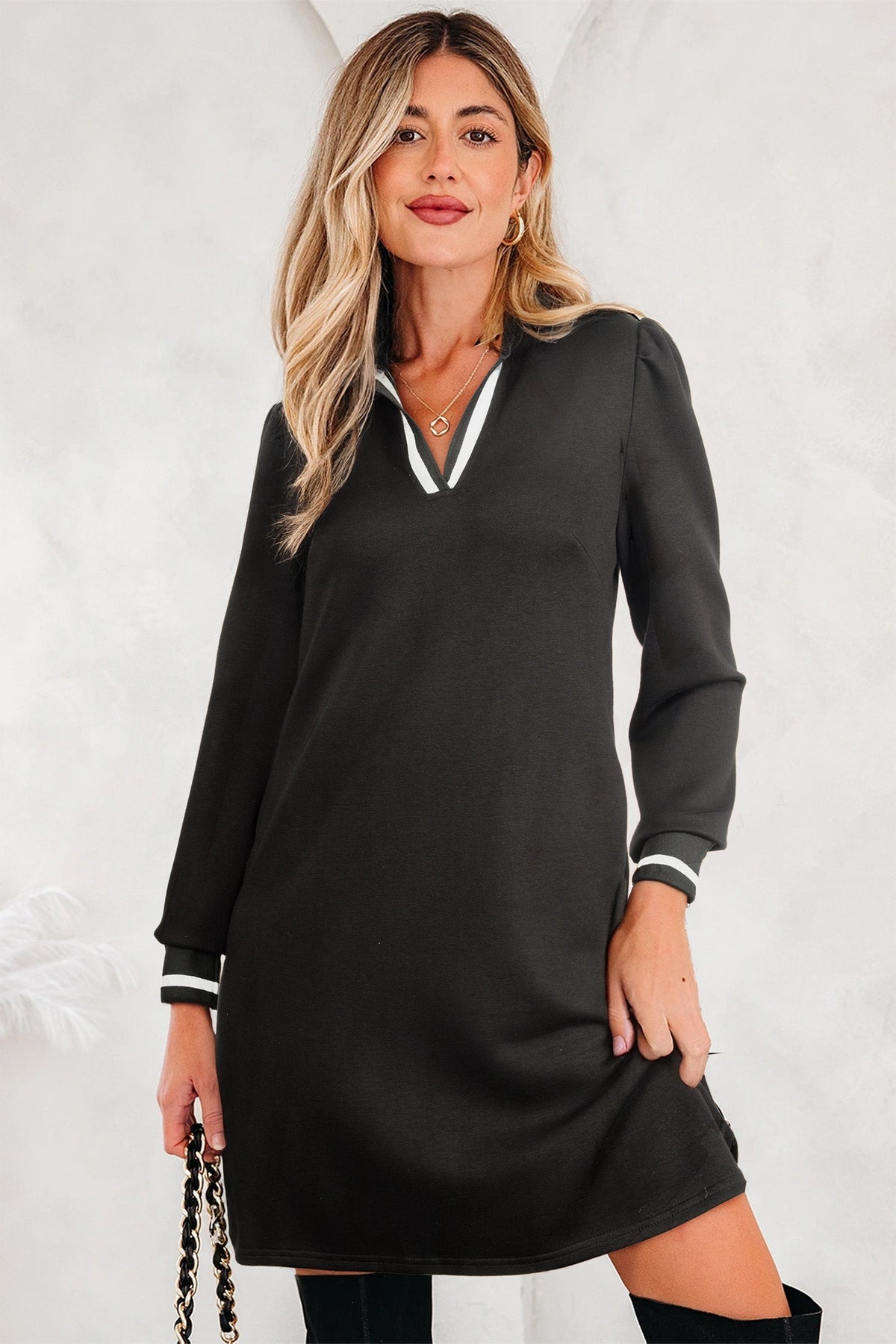 Threaded Pear Edith Sleeve Shift Mini Dress