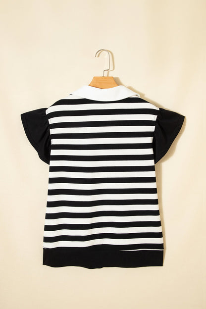 Threaded Pear Lilith Ruffled Short Sleeve Blouse