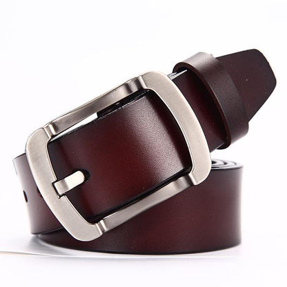 Men’s Luxury Genuine Leather Belt | Premium High-Quality Designer Dress Belt | Classic Formal Cowhide Leather Waistband | Men's Executive Business Belt with Polished Buckle