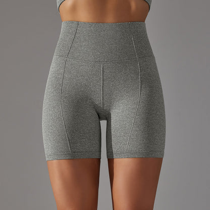 seamless solid color polka dot jacquard high-waisted tummy-control butt-lifting yoga shorts fitness running pants for women