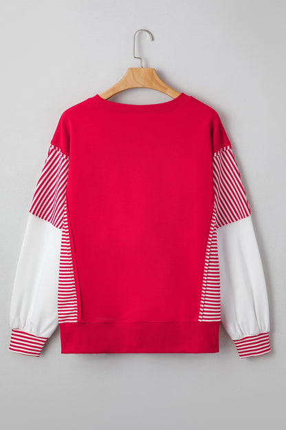Threaded Pear Aaliyah Patchwork Sleeve Colorblock Sweatshirt