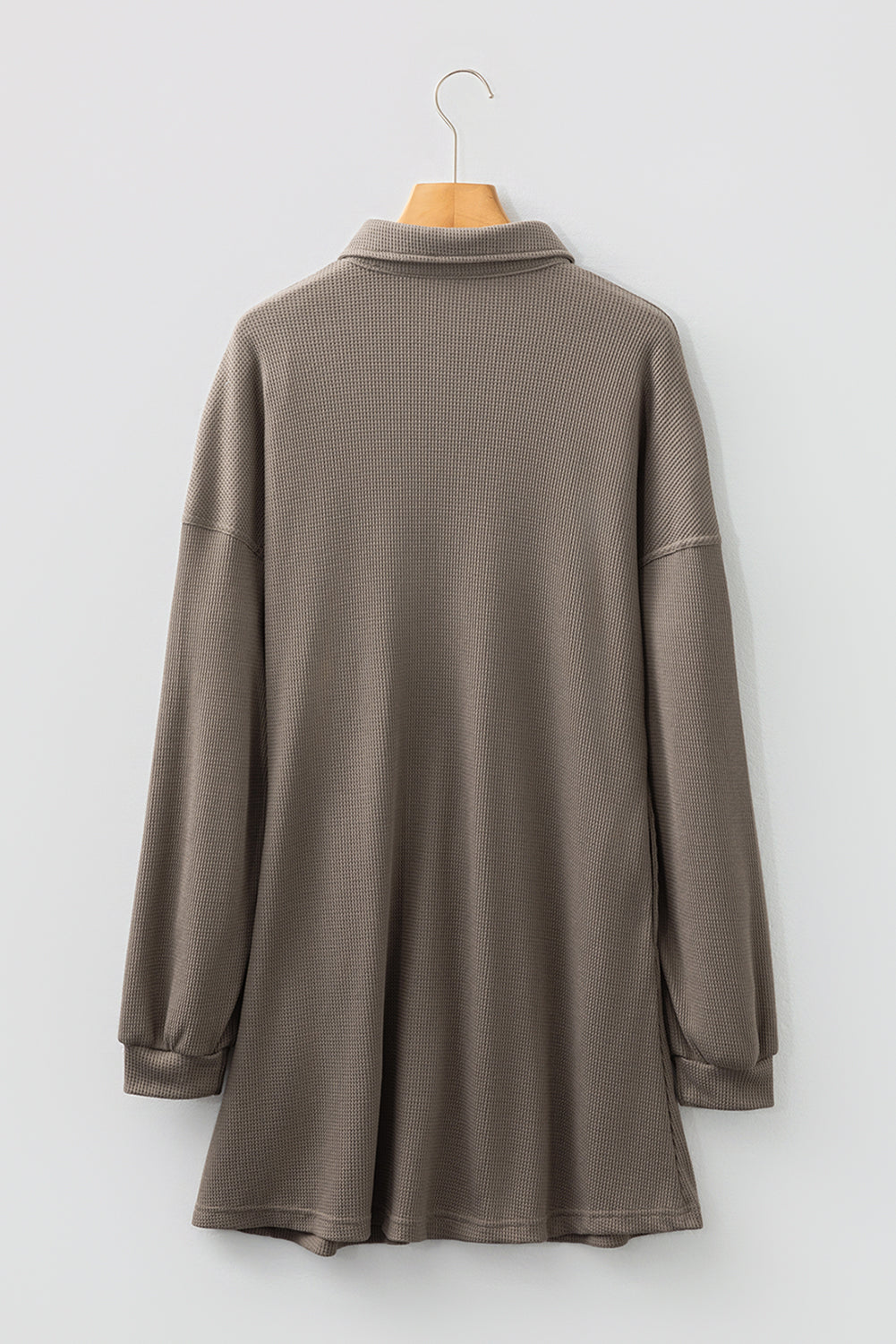 Threaded Pear Viviana Taupe Waffle Knit Shirt