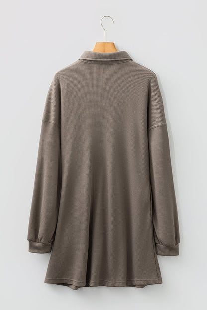 Threaded Pear Viviana Taupe Waffle Knit Shirt