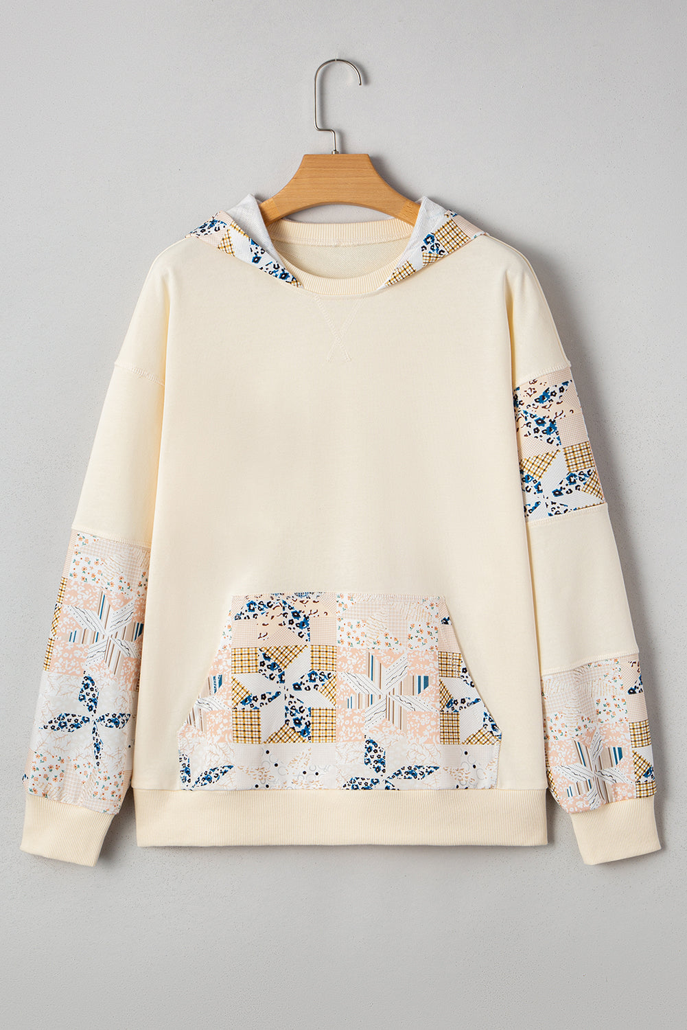 Threaded Pear Dakota Geo Pattern Patchwork Hoodie