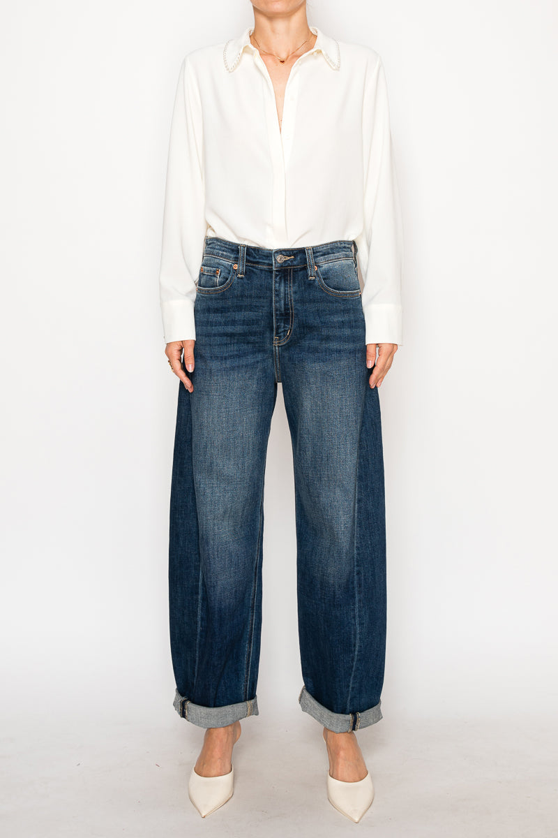Catalina Relaxed Tapered Dark Wash Barrel Jeans