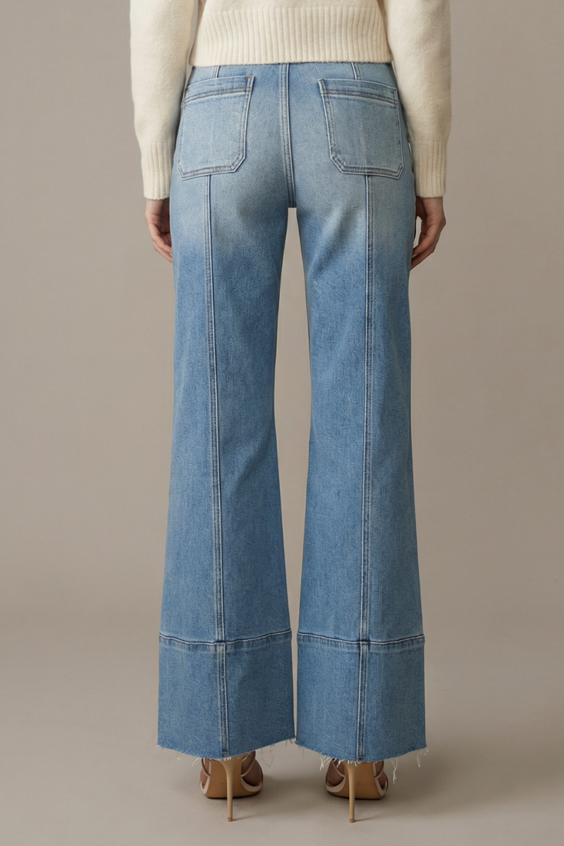 Aurora Tummy Control Eco Friendly Fabric Slim Palazzo Jeans (Medium Wash)
