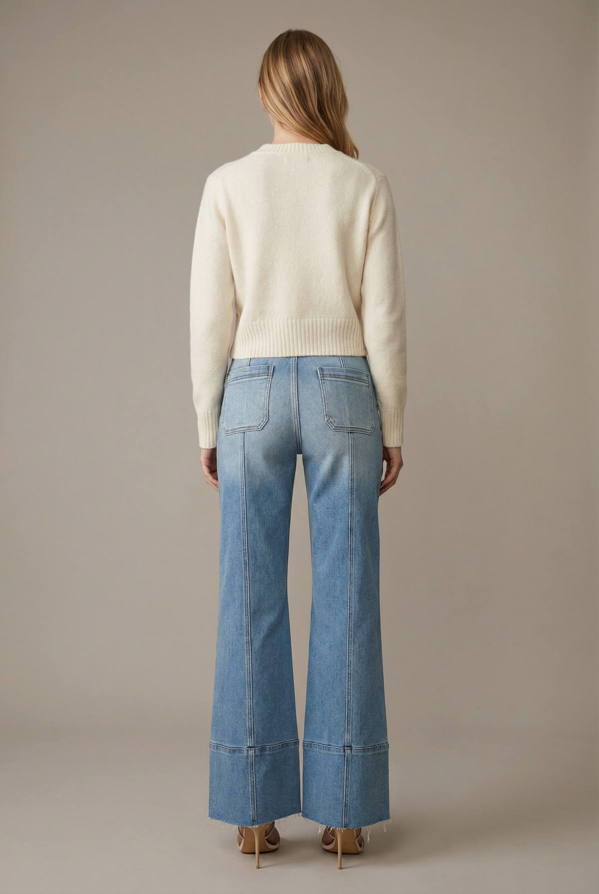 Aurora Tummy Control Eco Friendly Fabric Slim Palazzo Jeans (Medium Wash)
