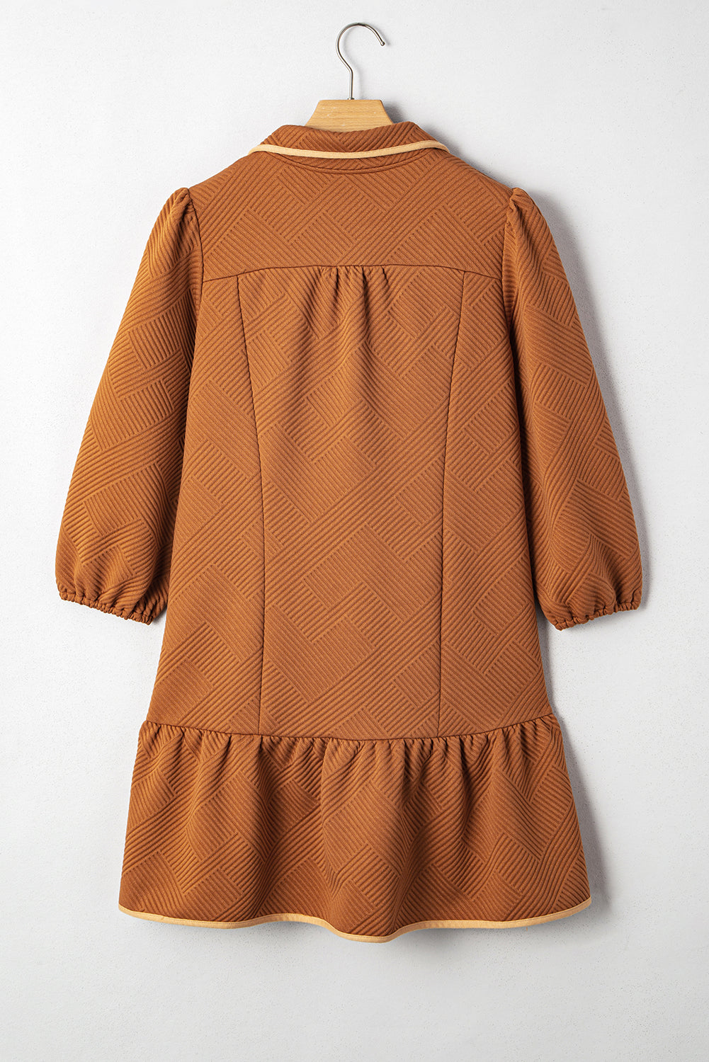 Threaded Pear Danielle Zip Collar Textured Mini Dress