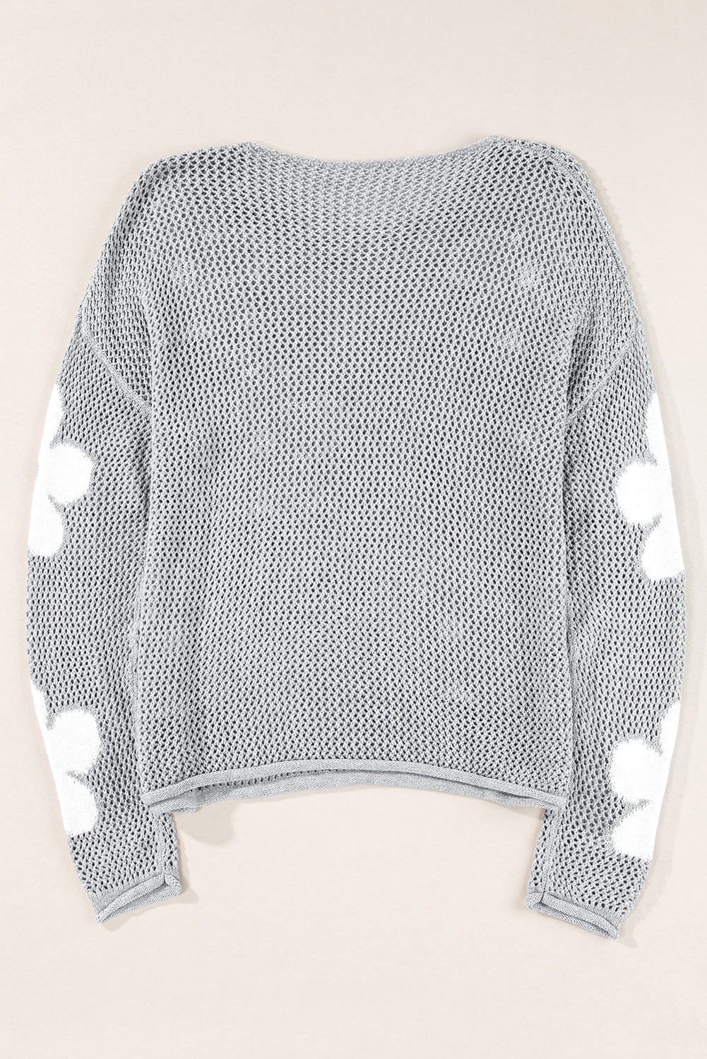 Threaded Pear Dulce Big Flower Hollowed Knit Drop Shoulder Sweater
