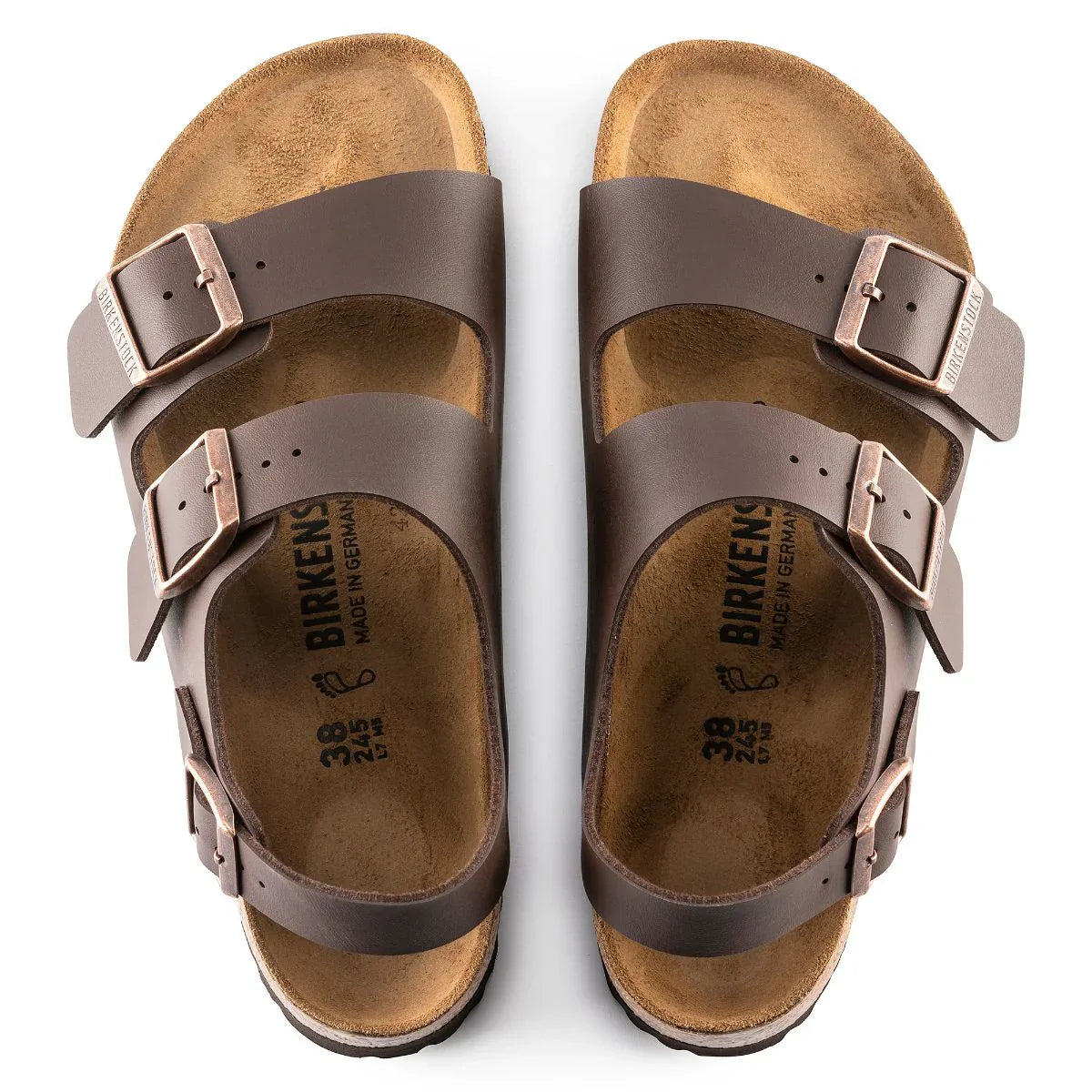 Birkenstock Milano Natural Leather Dark Brown Sandals