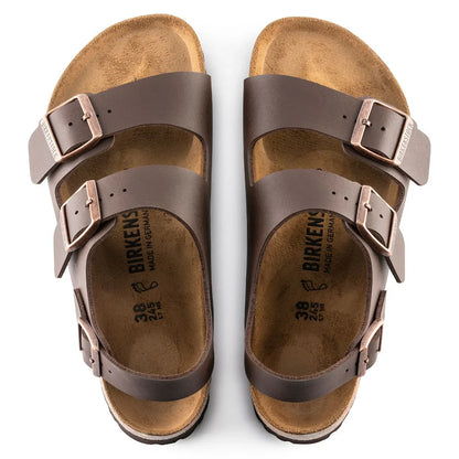 Birkenstock Milano Natural Leather Dark Brown Sandals