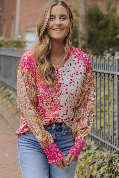 Threaded Pear Adalee Printed Puff Sleeve Shirt