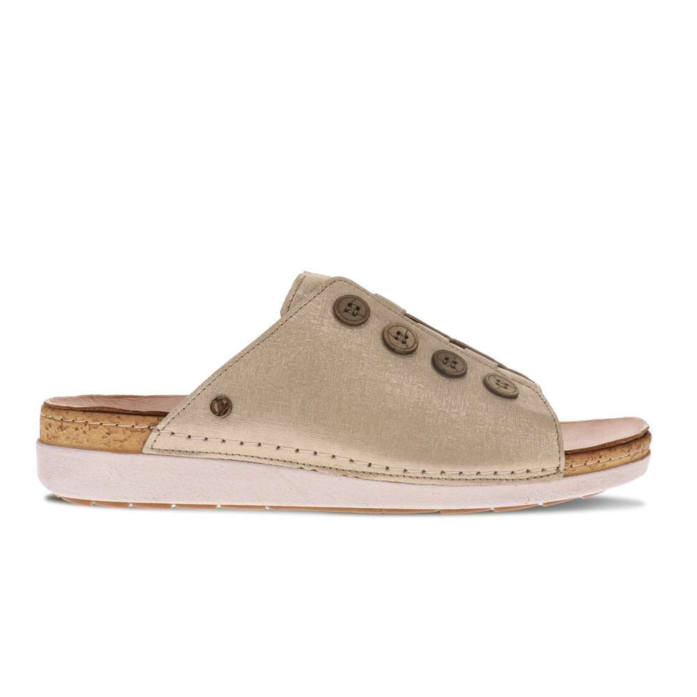 Antalya Slide - Gold Linen