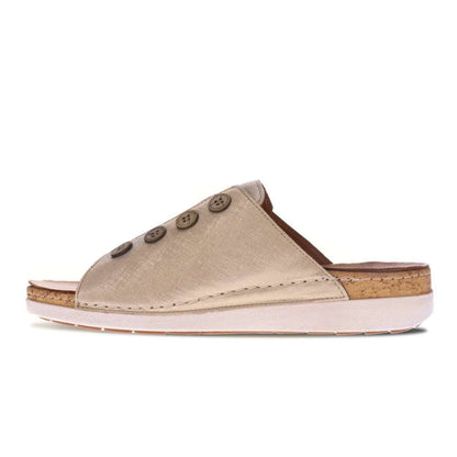 Antalya Slide - Gold Linen