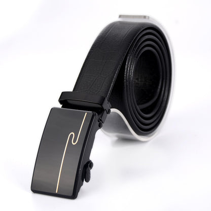 Men’s Mirror Acrylic Automatic Buckle Belt | High-Sense Business Casual Iron Button Waistband | Trendy Minimalist Professional Executive Belt | Luxury-Label Statuesque Men’s Accessory | 2026 High-Fashion Radiant Urban Essential