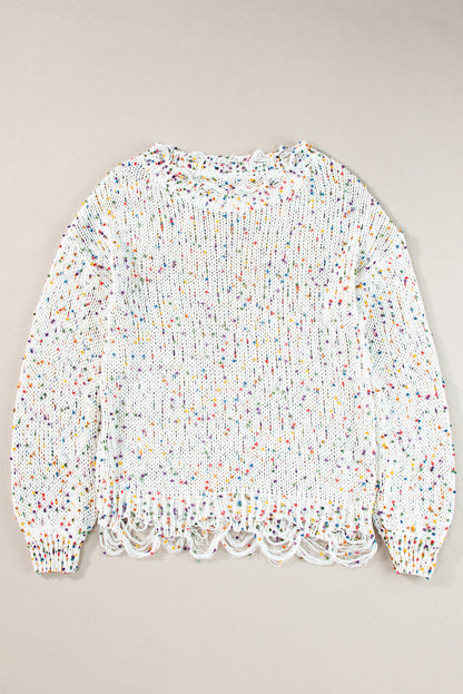 Threaded Pear Isabel Confetti Distressed Knit Sweater