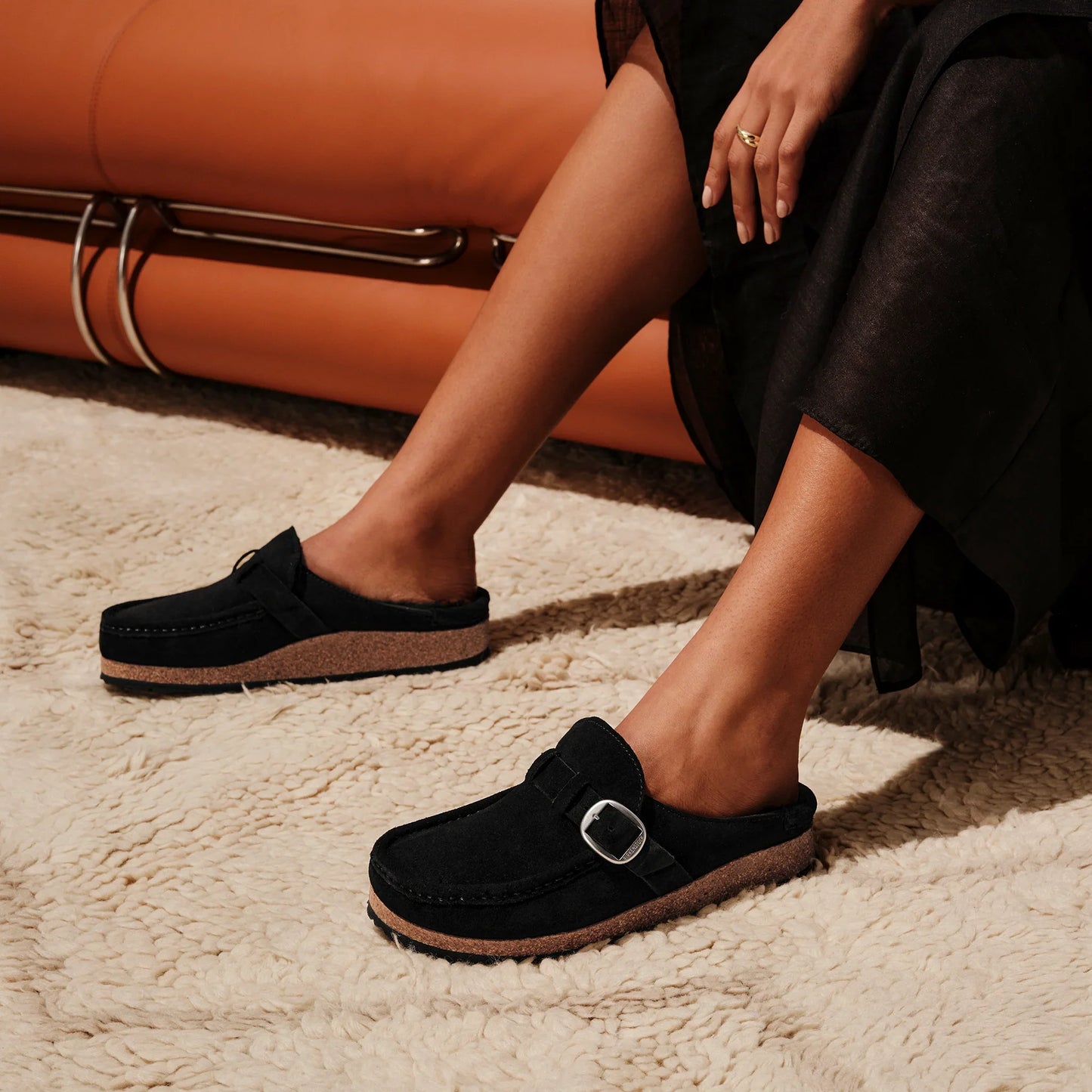 Birkenstock Buckley Shearling Suede Leather Black