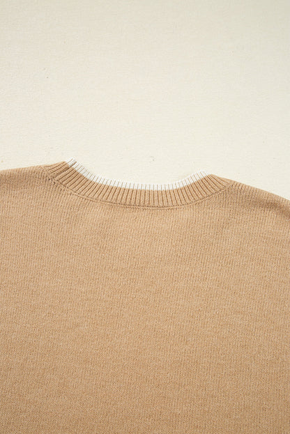 Threaded Pear Ava Cuff Contrast Trim Sweater