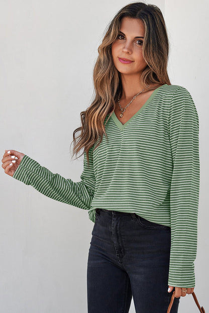 Threaded Pear Capri Stripe Stretchy Long Sleeve Top