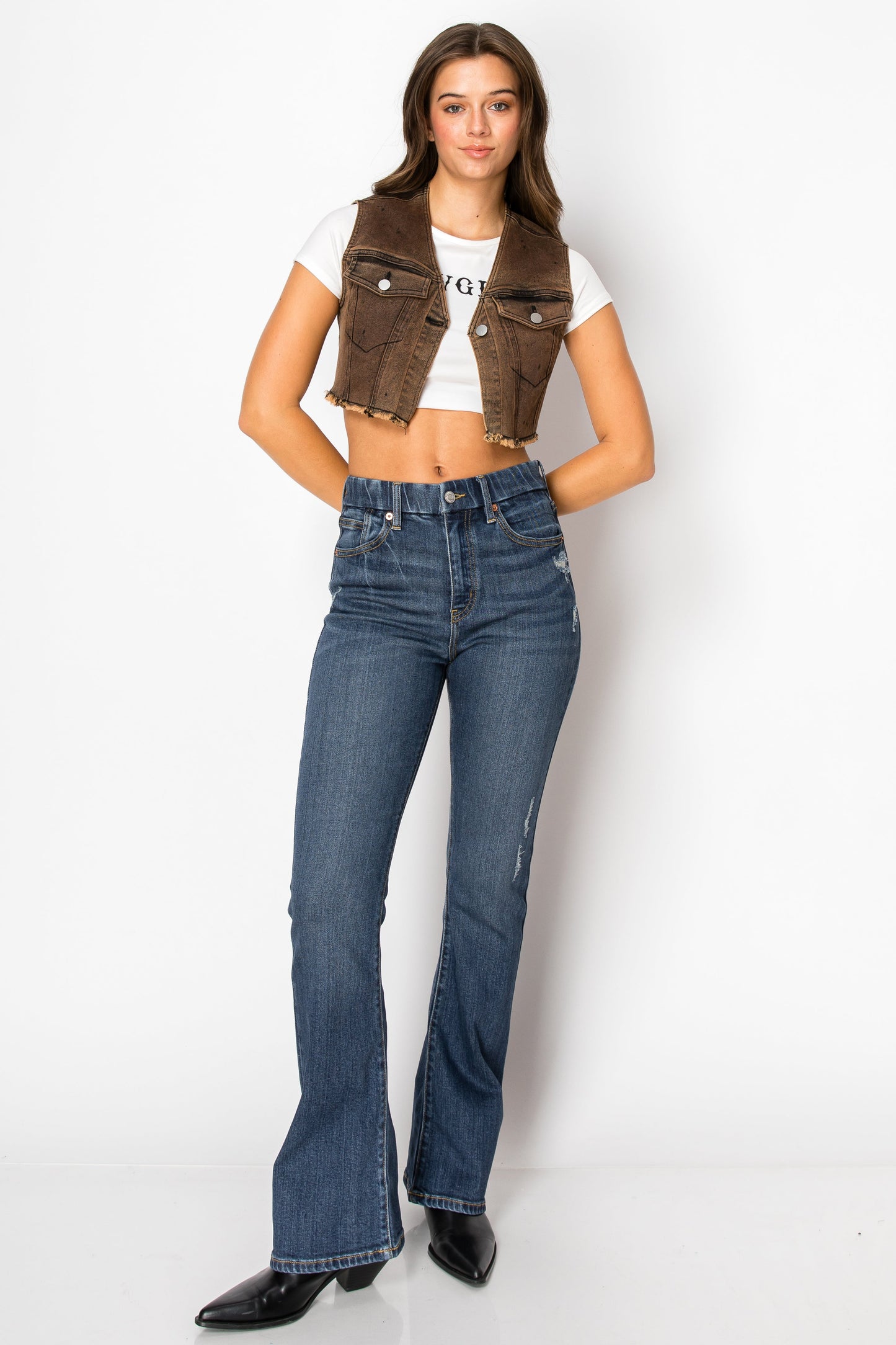 Beatrice Eco Zero Cotton High Rise Phone Pocket Bootcut Jeans