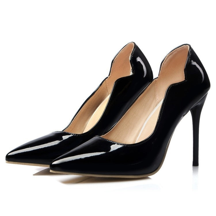 Women’s  High-Heeled Patent Leather Pumps | High-Sense Pointed Toe Stiletto Heels | Trendy Minimalist Sleek Glossy Party Shoes | Luxury-Label Statuesque Radiant Footwear | 2026 High-Fashion Emerald-Luxe Essential