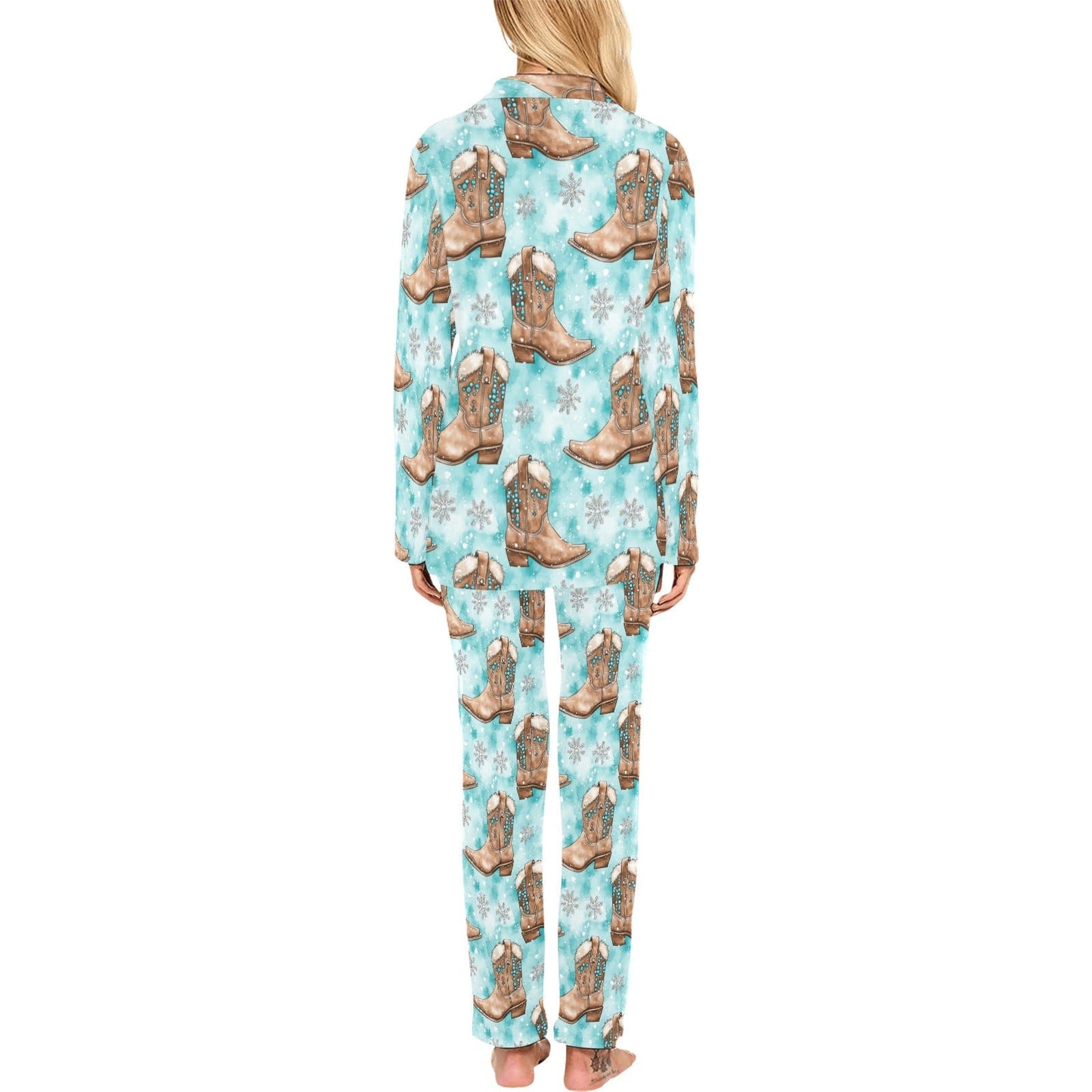Baha Ranch Turquoise Christmas Boots Women's Western Pajamas