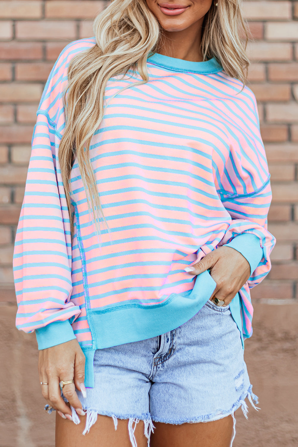 Threaded Pear Yareli Trim High Low Pullover