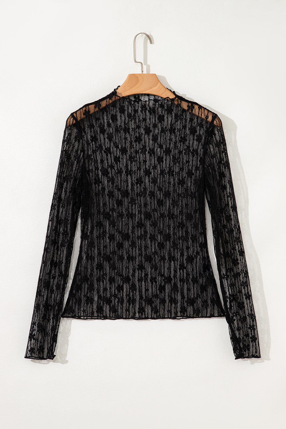 Threaded Pear Adalynn Sheer Floral Lace Long Sleeve Top